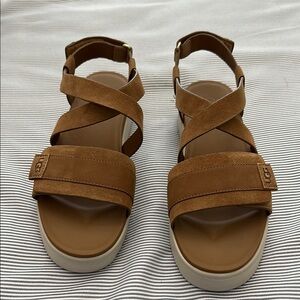 UGG Brown Sandals with Modern Crisscross Design
